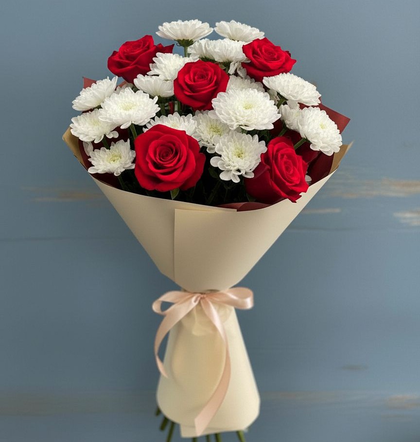 Букет цветов из: Розы и Хризантемы в Нерехте