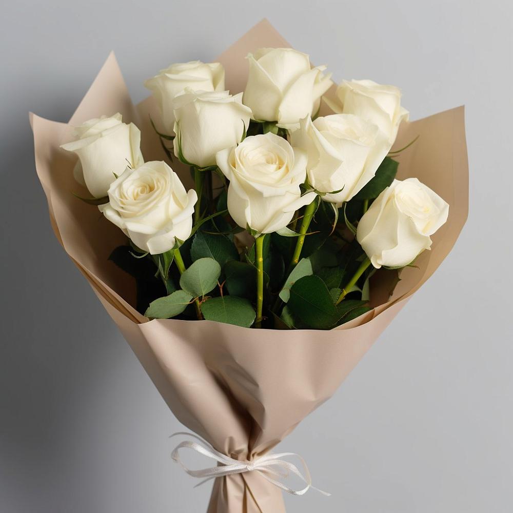 Букет 9 Белых роз Эдлесс Лав в Нерехте