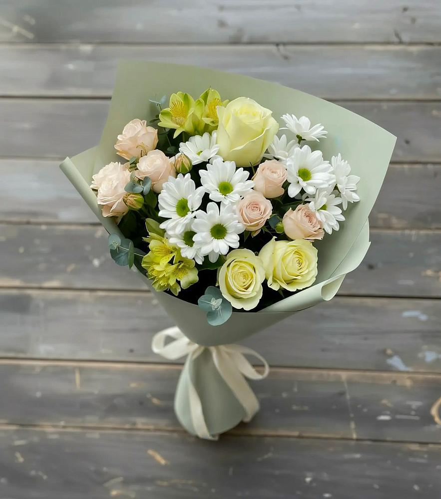 Букет цветов из: Альстромерии, Розы и Хризантемы в Нерехте