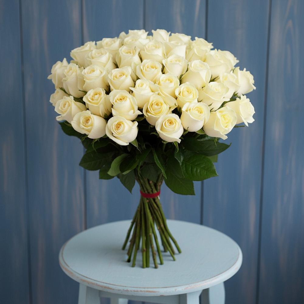 Букет 51 Белая роза Эдлесс Лав в Нерехте