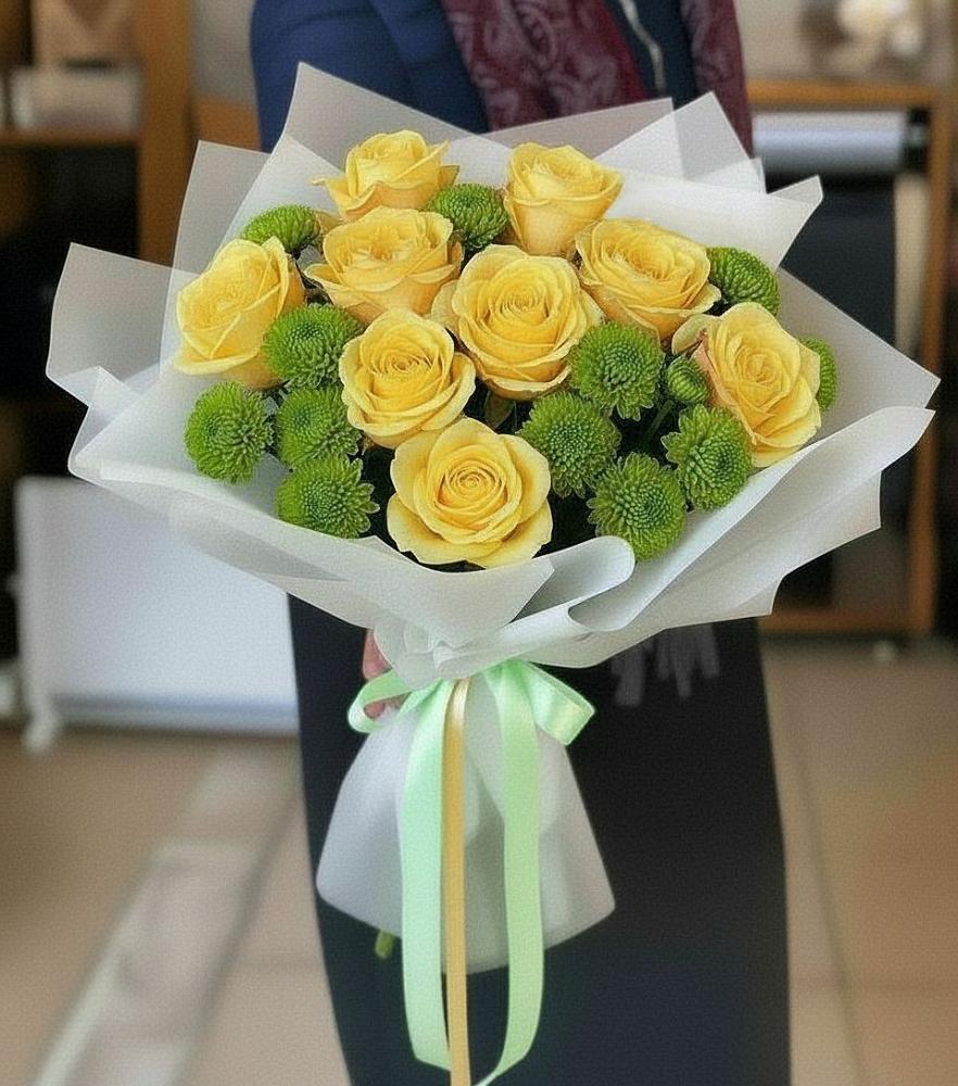 Букет цветов из: Хризантемы и Розы в Нерехте