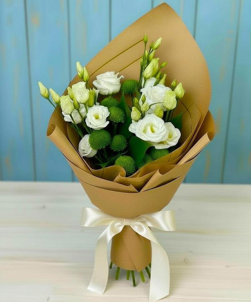 Букет цветов из: Хризантемы и Лизиантусы в Нерехте