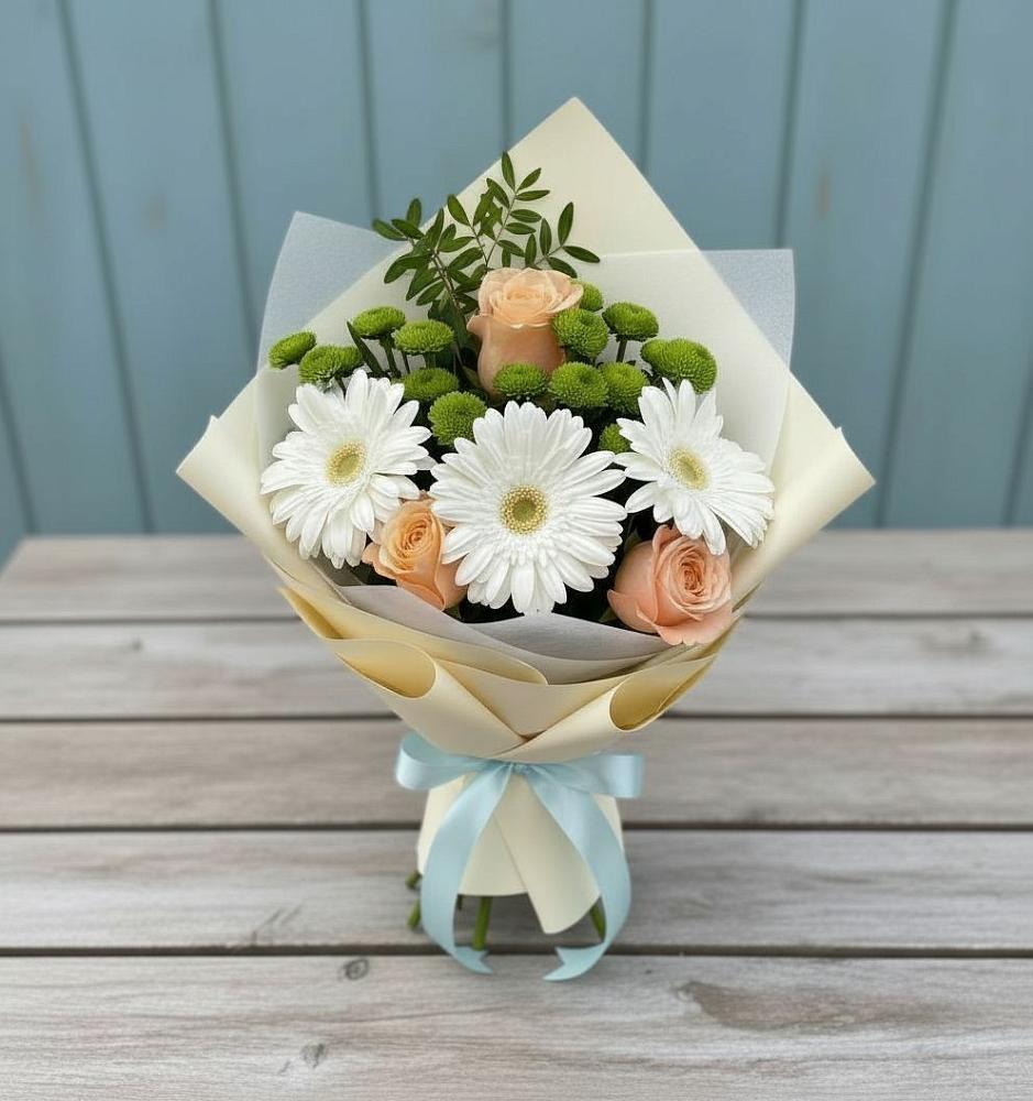 Букет цветов из: Герберы, Розы и Хризантемы в Нерехте