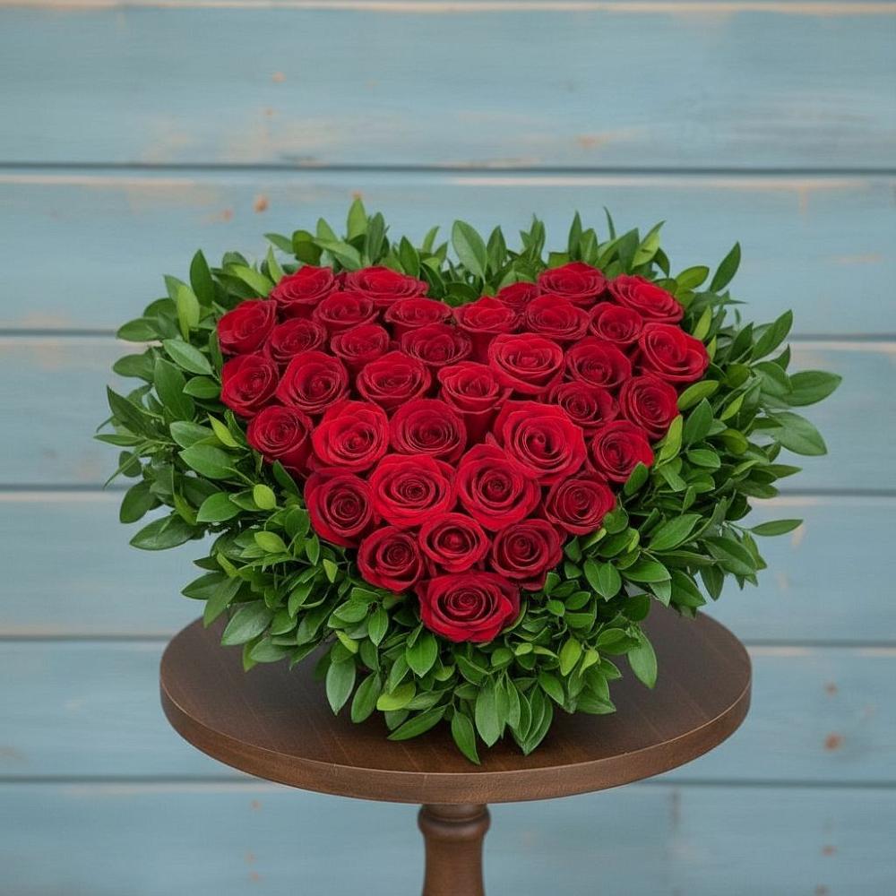 Цветочная композиция из Розы в виде сердца в Нерехте