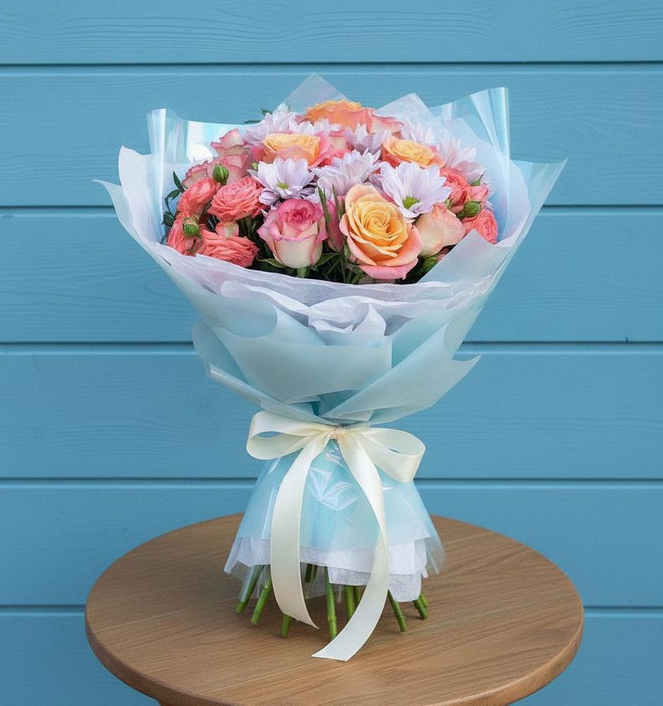 Букет цветов из: Хризантемы и Розы в Нерехте